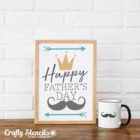 Happy Father's Day Stencil cut-outs shown in white