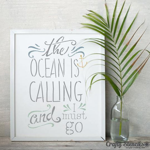 The Ocean is Calling Expression Stencil framed Artwork