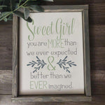 Sweet Baby Girl Craft Stencil In frame