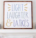 Light Laughter and Latkes Hanukkah Stencil