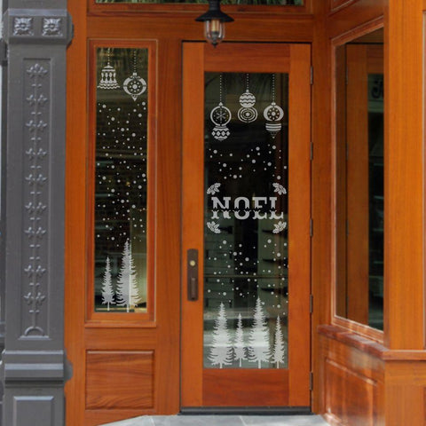 Noel Window Stencil On Front Door