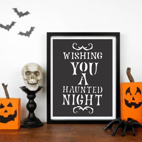 Wishing You a Haunted Night Wall Stencil