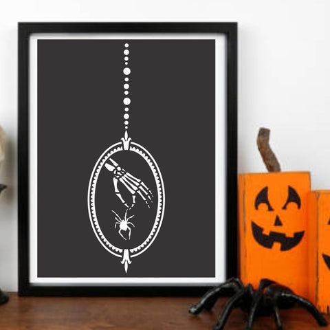 Halloween Skeleton Hand Spider Plaque Wall Stencil