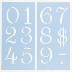 Simple Script Number Stencil Set 0-9 Plus $, -, .