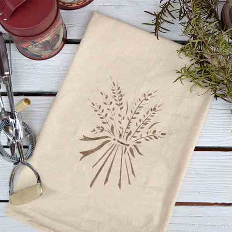 Wheat Bouquet Stenciled on Towel