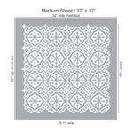 Bohemian Tile Wall Stencil Medium Sheet 32x32