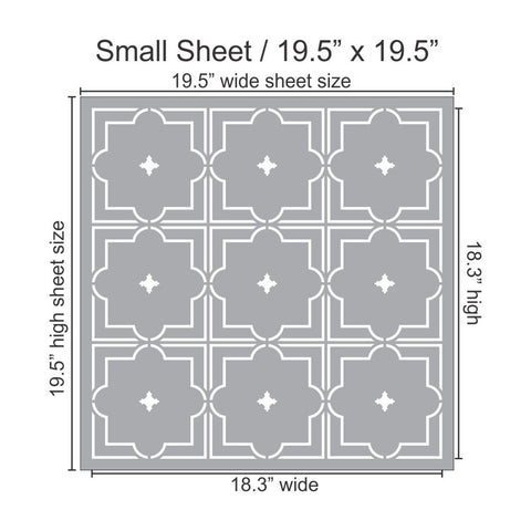 Moroccan Traditional Tin Tile Wall Stencil Small Sheet Measurements