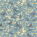 Birds in a Thicket Blue Wall Painting Stencil