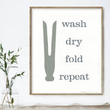 Wash Dry Fold Repeat Medium Stencil Framed Artwork
