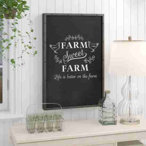 Farm Sweet Farm on Framed Chalkboard