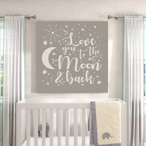 Love you to the Moon and Back Star Burst Stencil