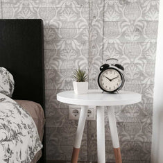Modern take on Antique Pineapple Wall Stencil in Bedroom