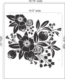 Watercolor Floral Wall Stencil With Measurements 16.75x23 