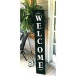 Welcome Laurel Leaves Vertical Porch Stencil