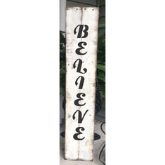Believe Script Vertical Porch Sign Stencil