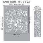 Floral Batik Wall Stencil. Free Topper included with your stencil!