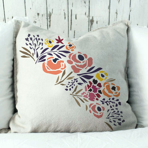 Folksy Bloom Border Stencil. You can use this as a Pillow Stencil as well!