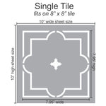 Moroccan Traditional Tin Tile Wall Stencil Single Tile Measurements Fits On 8" x 8" tile