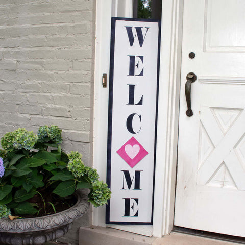 12 Month Welcome Vertical Porch Stenciled Porch Sign