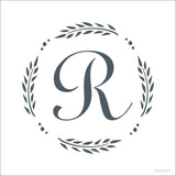 Laurel Monogram Stencil With R In Middle
