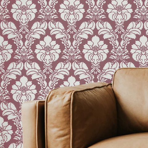 Pro Damask Wall Stencil With Chair