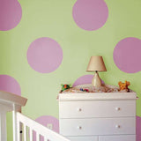 Large Polka Dots Wall Painting Stencil In Babies Room