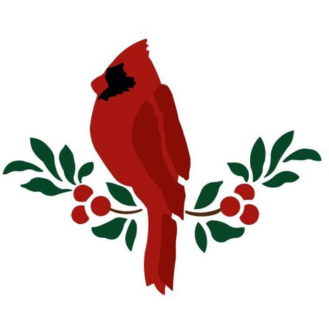 Cardinal and Berries Stencil